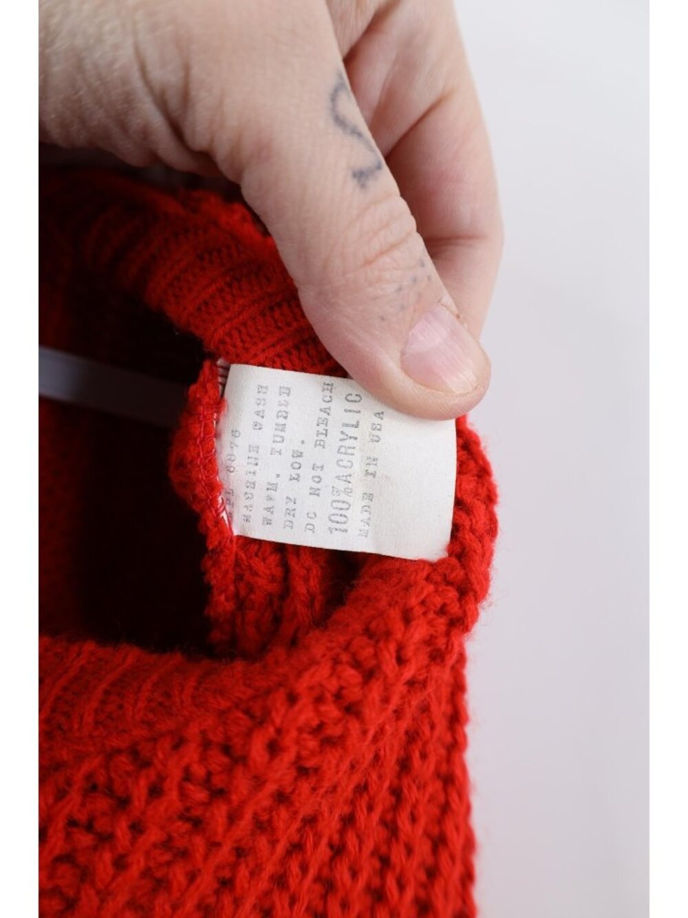 Vintage 70s 80s Streetwear Mens Large Blank Chunky Ribbed Knit Sweater Red USA - Picture 7 of 11